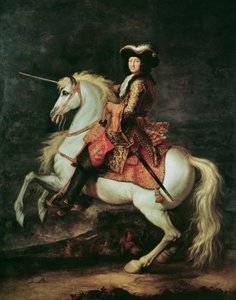 Retrato, de, louis xiv, ligado, um, cavalo